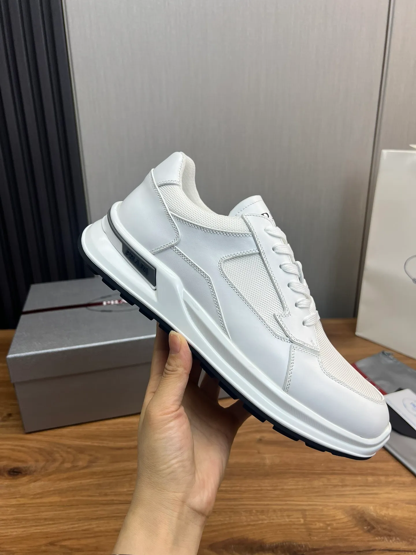 Men's shoes 💰620💰 [PRADA] Men's shoes are popular in the counter, official website is synchronized, 1 high-quality shipment ✔️Original cowhide stitching mesh + cowhide lining, 1🆚1 replica, original original bottom, 38-45 (45 customized, non-refundable)